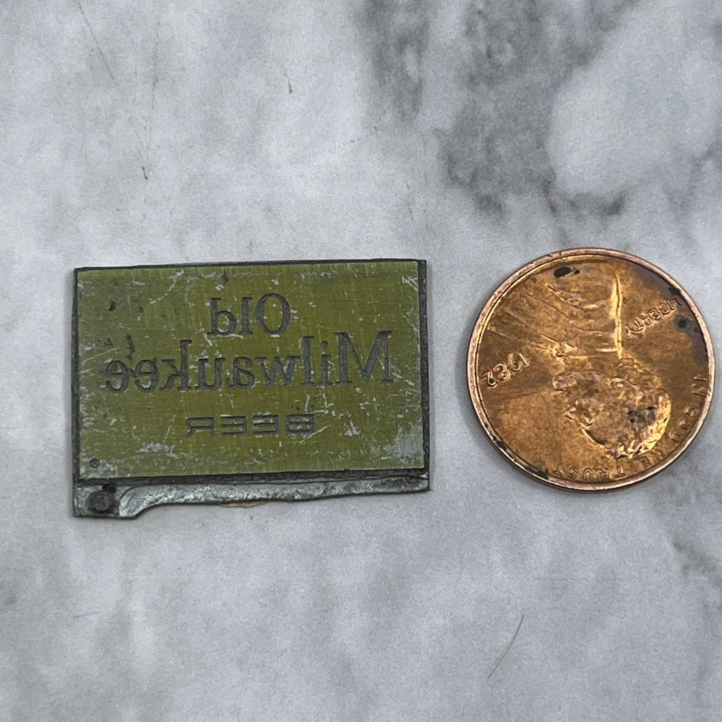 Vintage Printing Letterpress Printers Block Plate Old Milwaukee Beer SE828