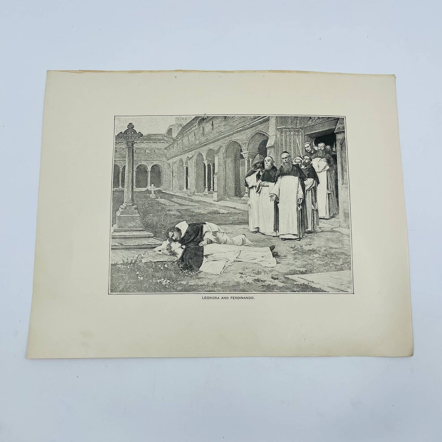 1880s Victorian Art Print Engraving Donizetti La Favorita LENORA AND FERDINAND
