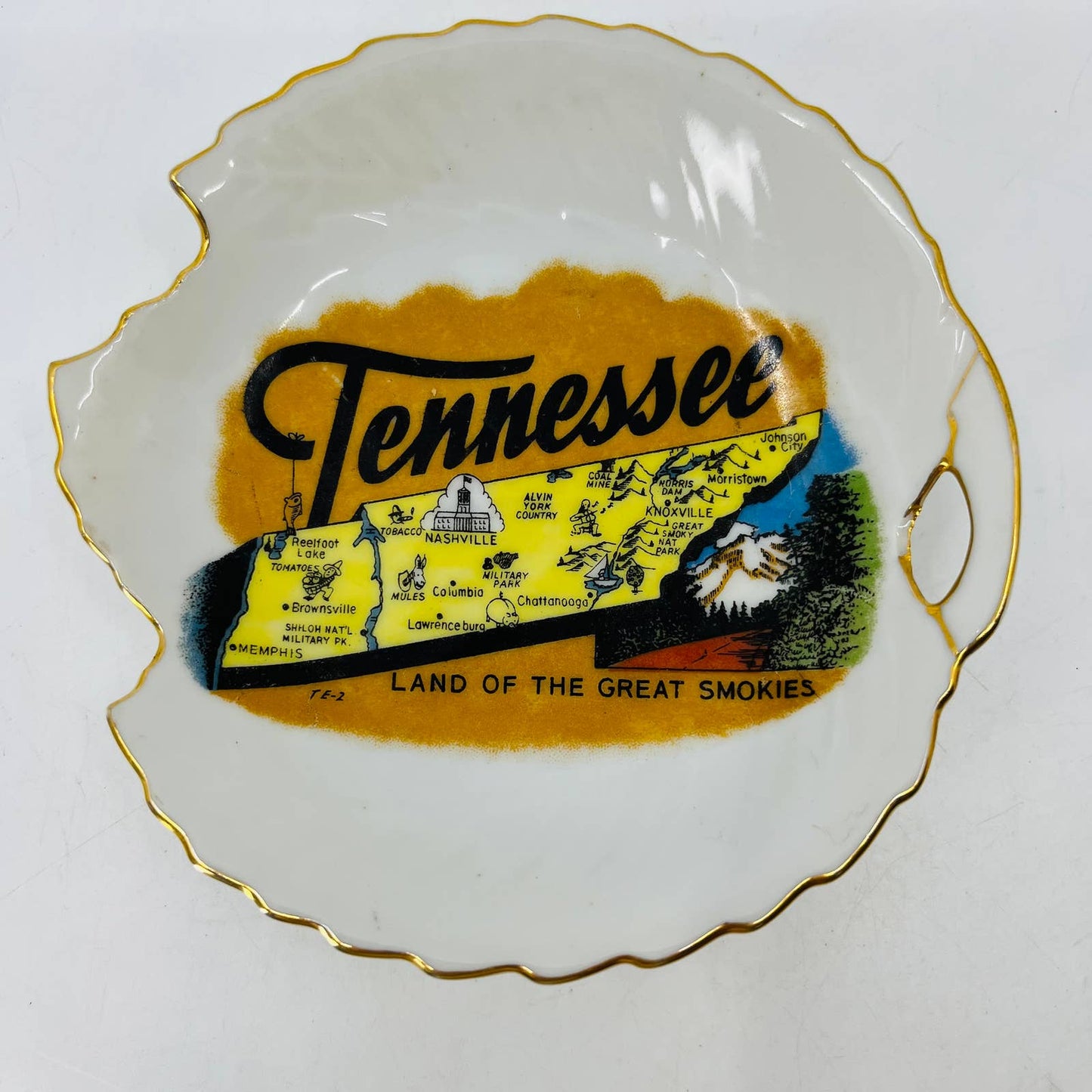 Ceramic Hand Painted Sphinx Japan Tennessee Souvenir Plate Trinket Dish 5” TC6