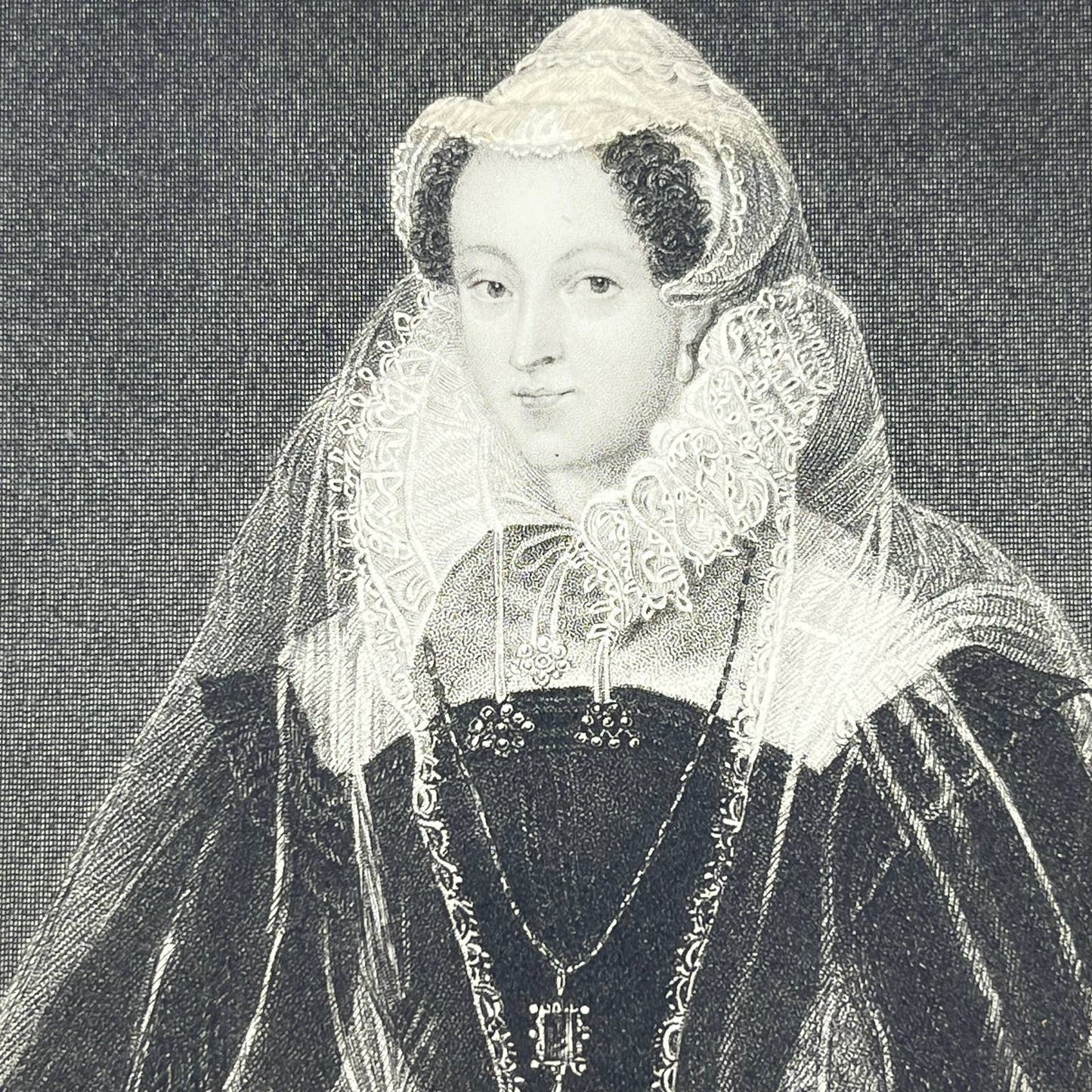 1824 Engraving Art Print Mary Queen of Scots 1587 AB3