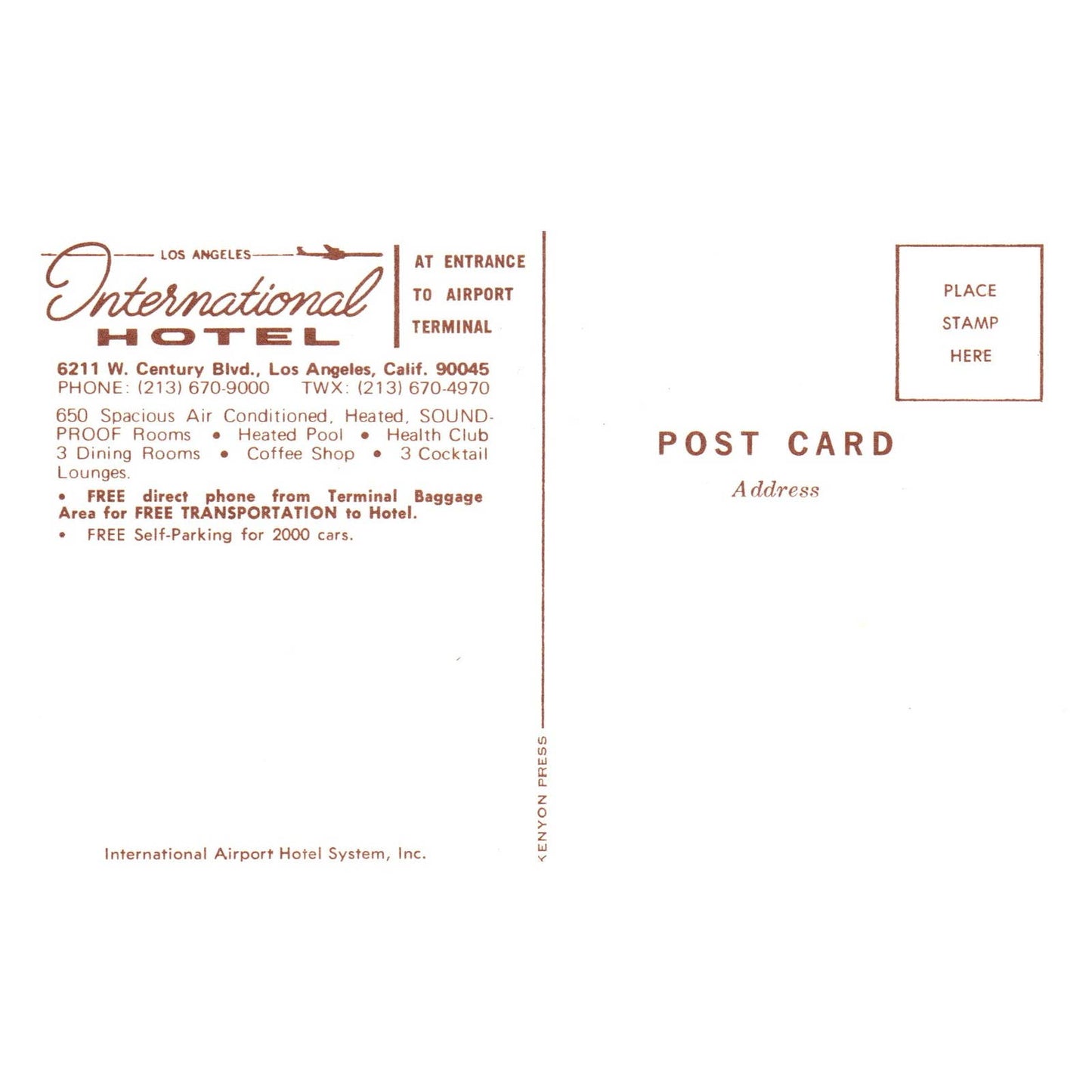 Vintage Postcard - Los Angeles International Hotel Aerial View TJ6-1