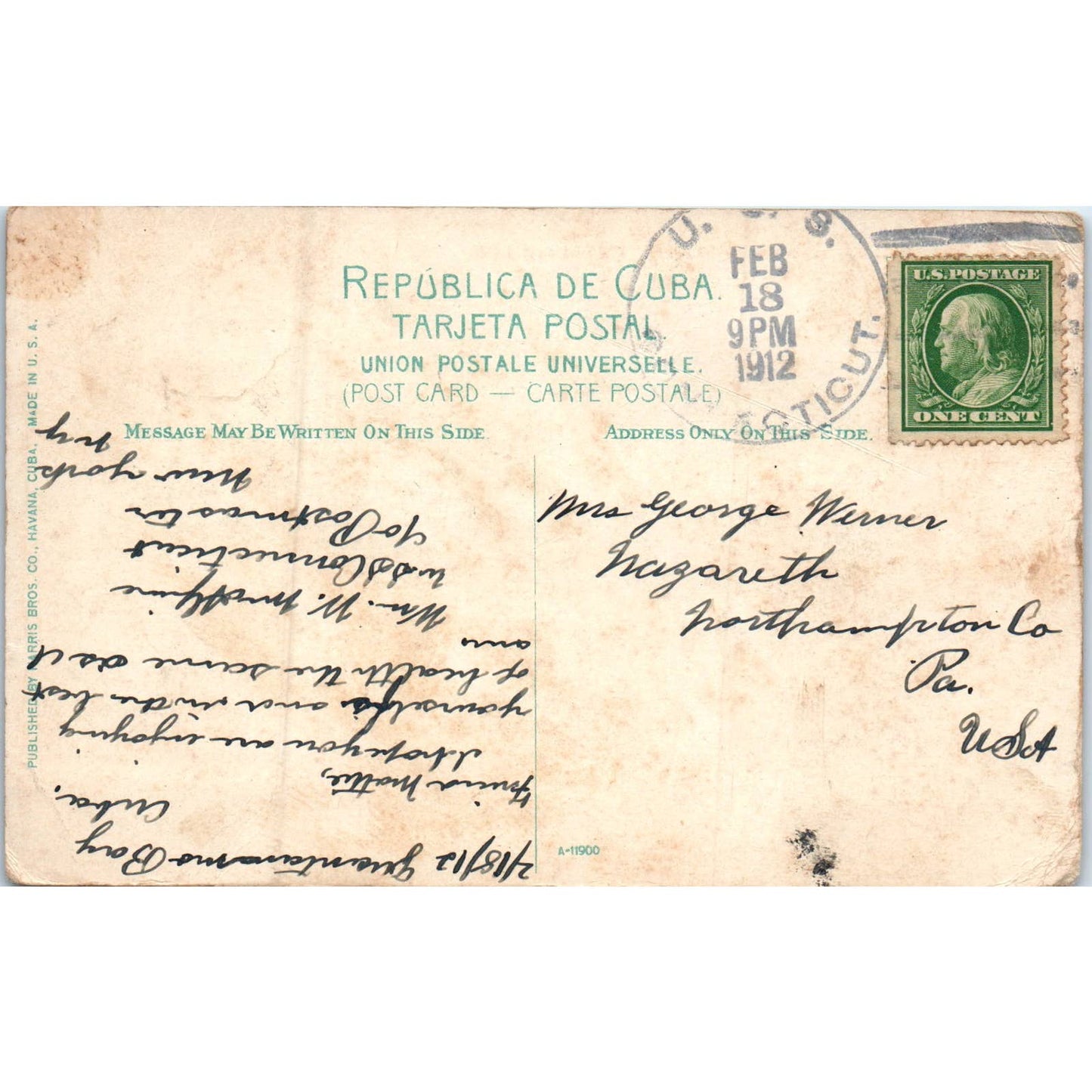 Dead Line Cabanas Fortress 1912 Havana Cuba Original Postcard TK1-P16