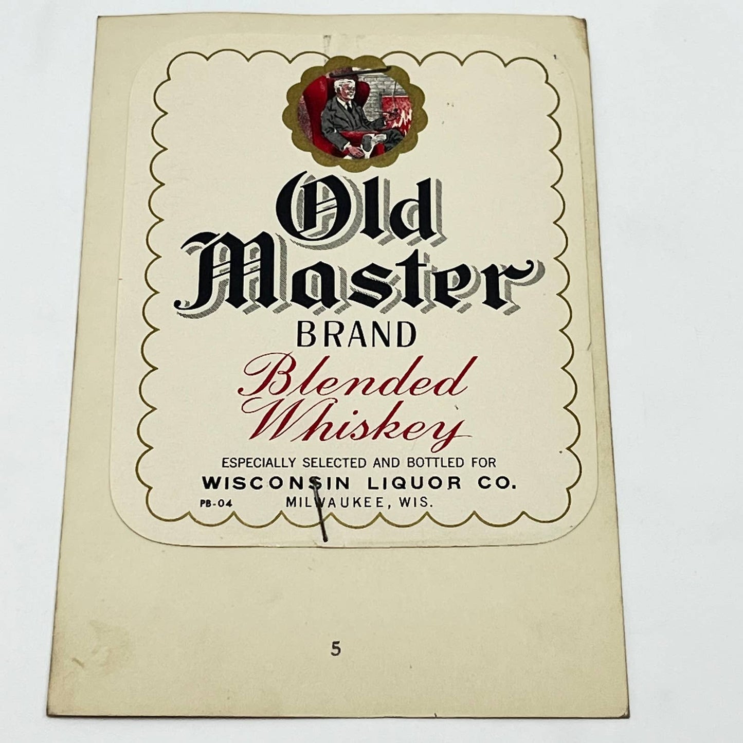Old Master Whiskey Label Wisconsin Liquor Co. Milwaukee