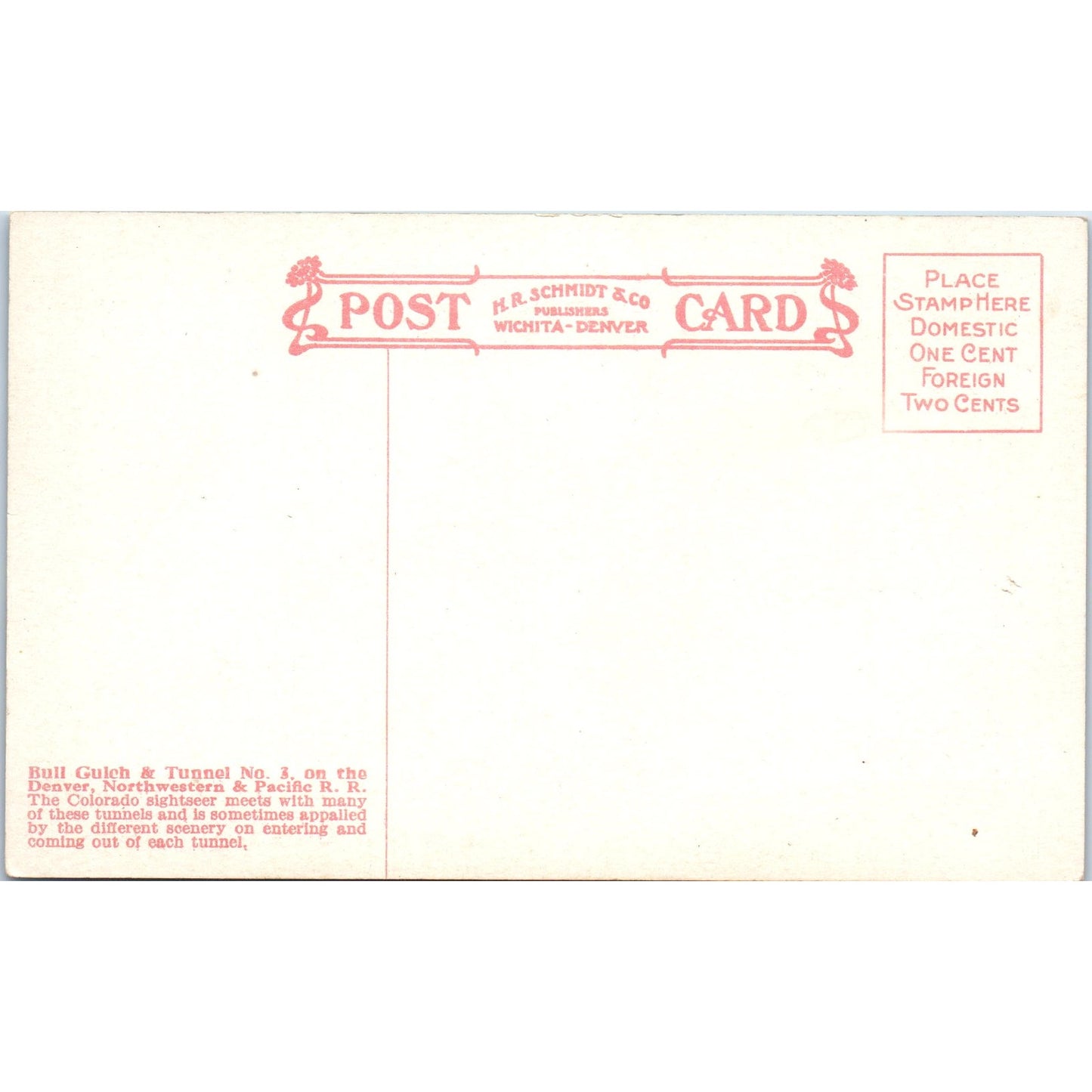 Bull Gulch, Tunnel No.3 Denver, Northwestern & Pacific Moffat Rd Postcard P2-2