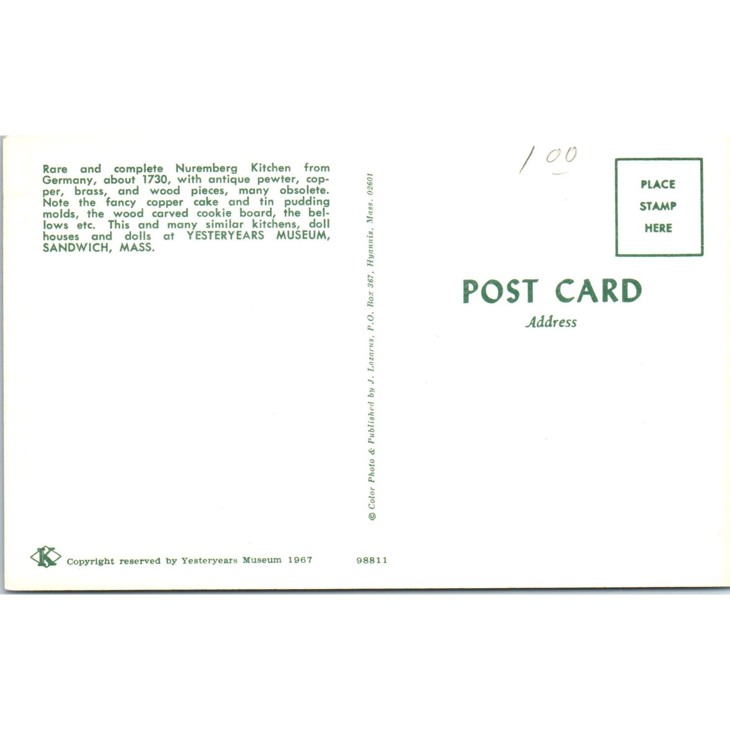 Nuremberg Kitchen Doll House Yesteryears Museum Sandwich Original Postcard PB7