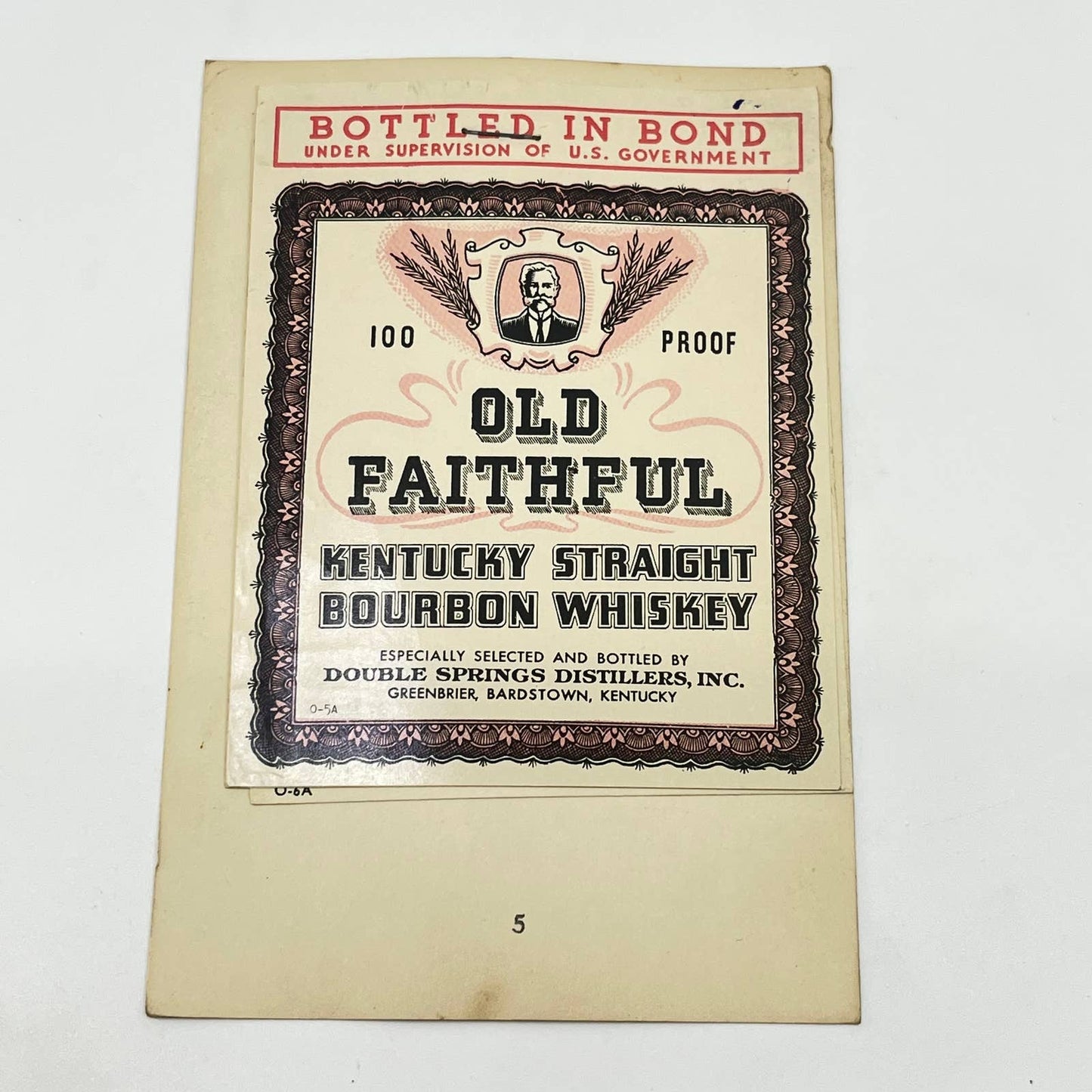 Old Faithful Whiskey Label Set of 3 Double Springs Distillers Greenbrier KY