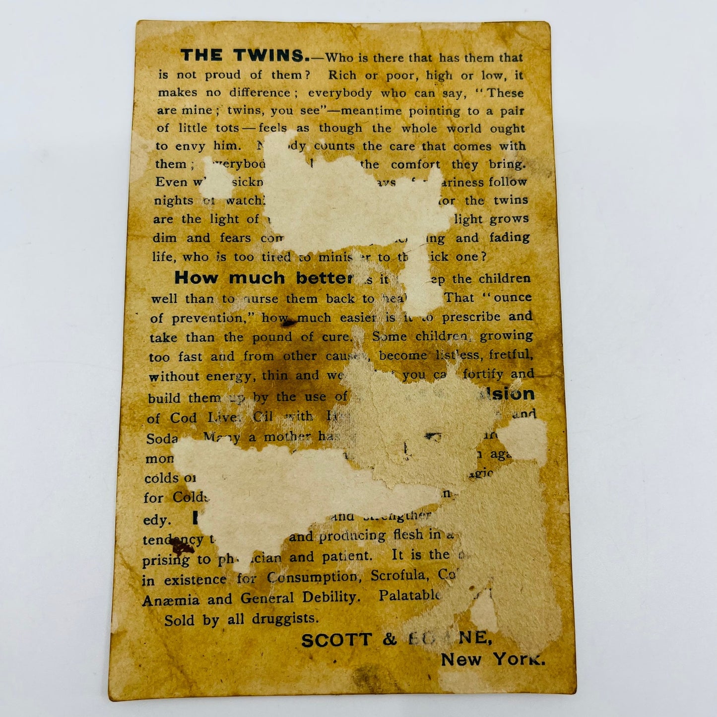 1880s Victorian Trade Card Quack Medicine Scott’s Emulsion Scott & Bowne SAH9-H8
