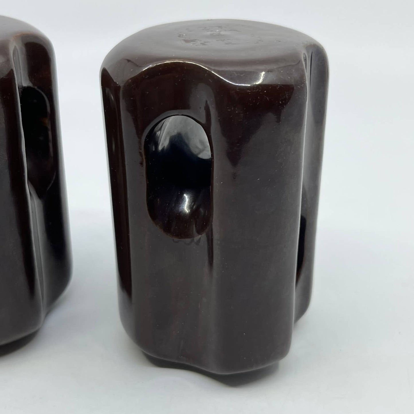 VTG Industrial Brown Ceramic Electric Insulator Telephone Pole Set of 2 TC2