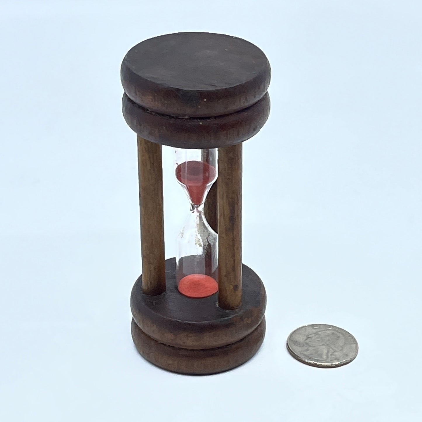 Vintage Wooden Sand Clock 3 Minute Timer Hourglass Glass With Pink Sand TA9