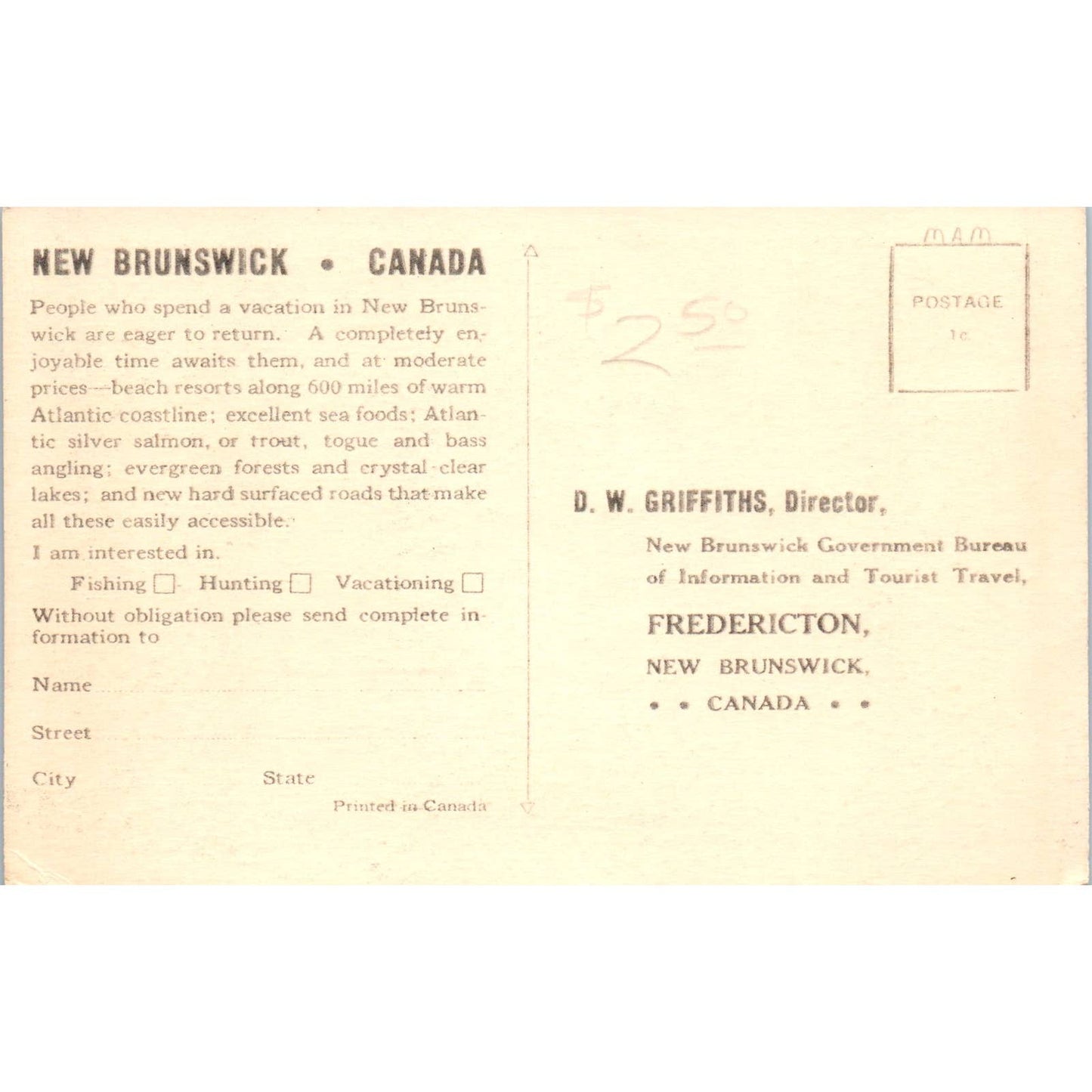 New Brunswick Canada's Unspoiled Province By the Sea - Original Postcard TJ7-RP3