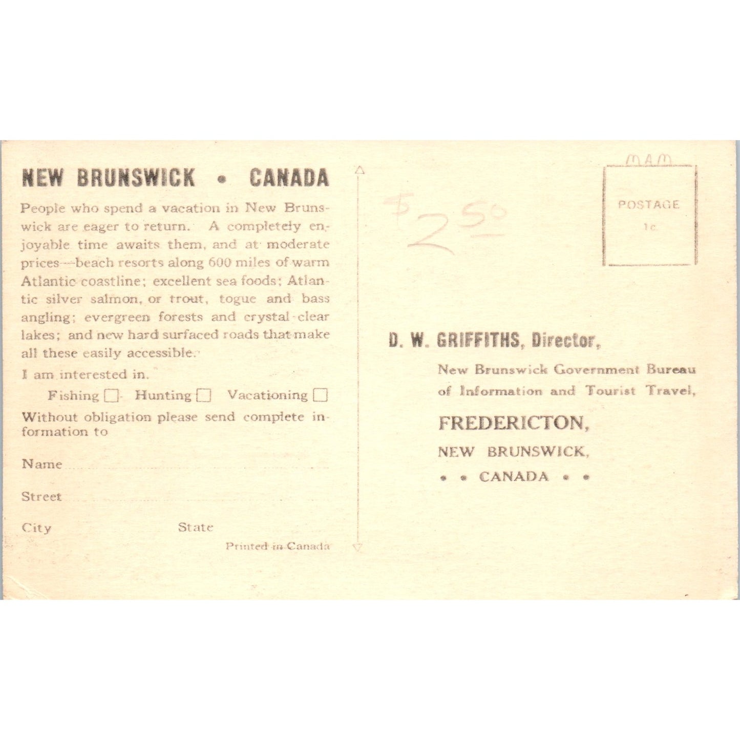 New Brunswick Canada's Unspoiled Province By the Sea - Original Postcard P3-5