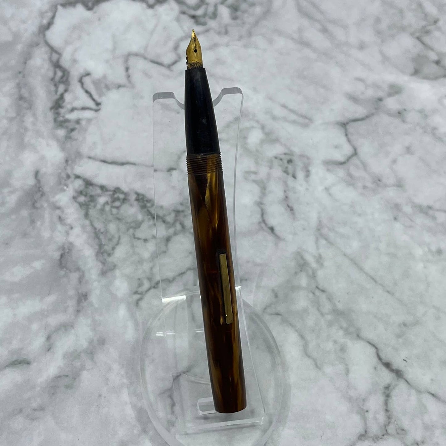 Vintage Marbleized Amber Cellluloid Fountain Pen Small Nib SE6