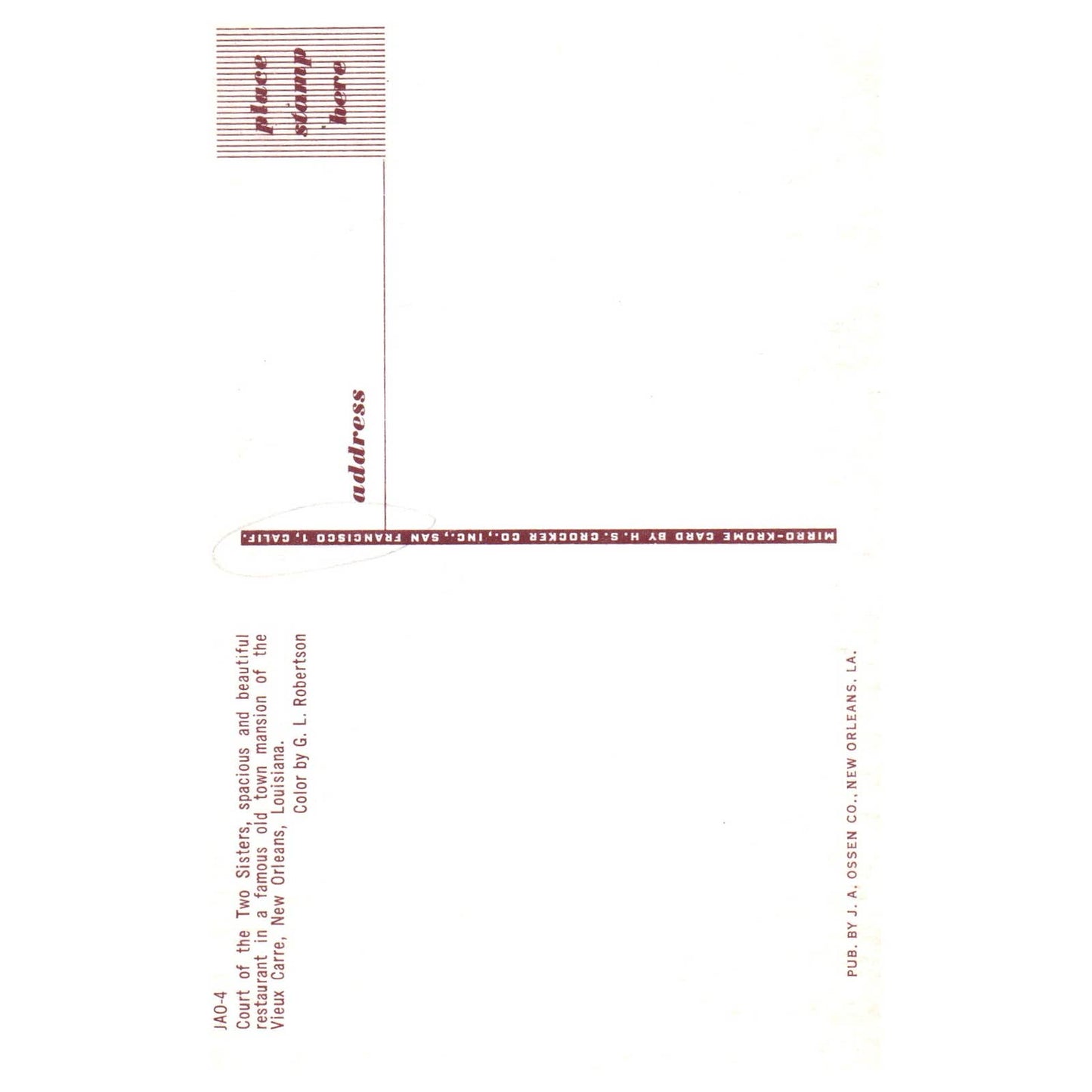 Vtg Postcard Court of the Two Sisters Restaurant Vieux Carre New Orleans TJ6-1