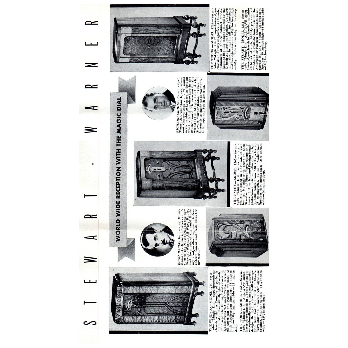 1920s Stuart-Warner 'Round-the-World Radios Fold Out Brochure Magic Dial SE4