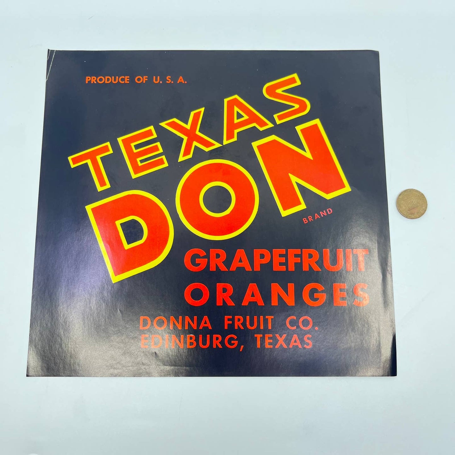 TEXAS DON Brand, Edinburg, Texas ORIGINAL CITRUS CRATE LABEL FL3