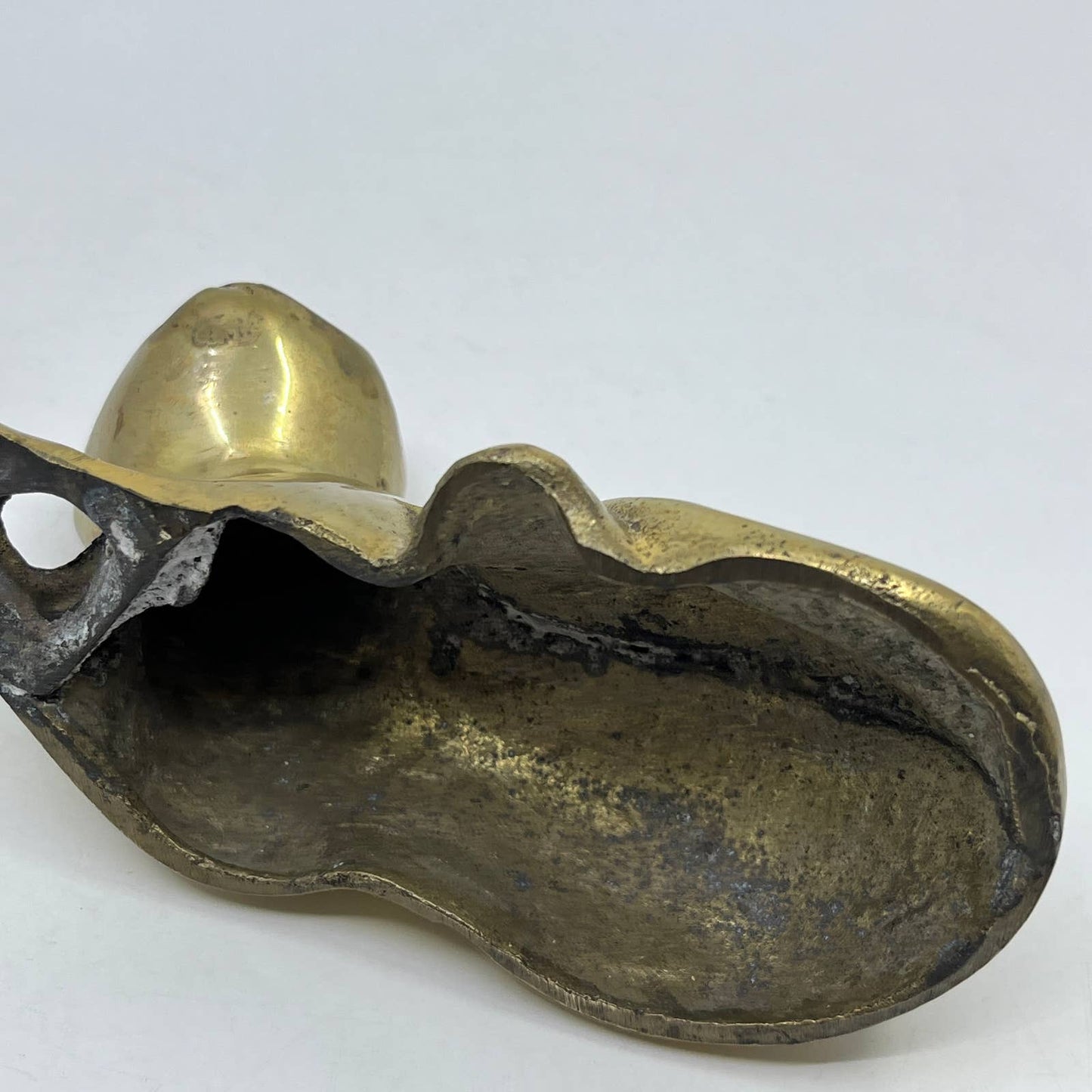 MCM Brass Siamese Cat Figurine Lounging Art Deco Statue Incense Holder 5" TC3