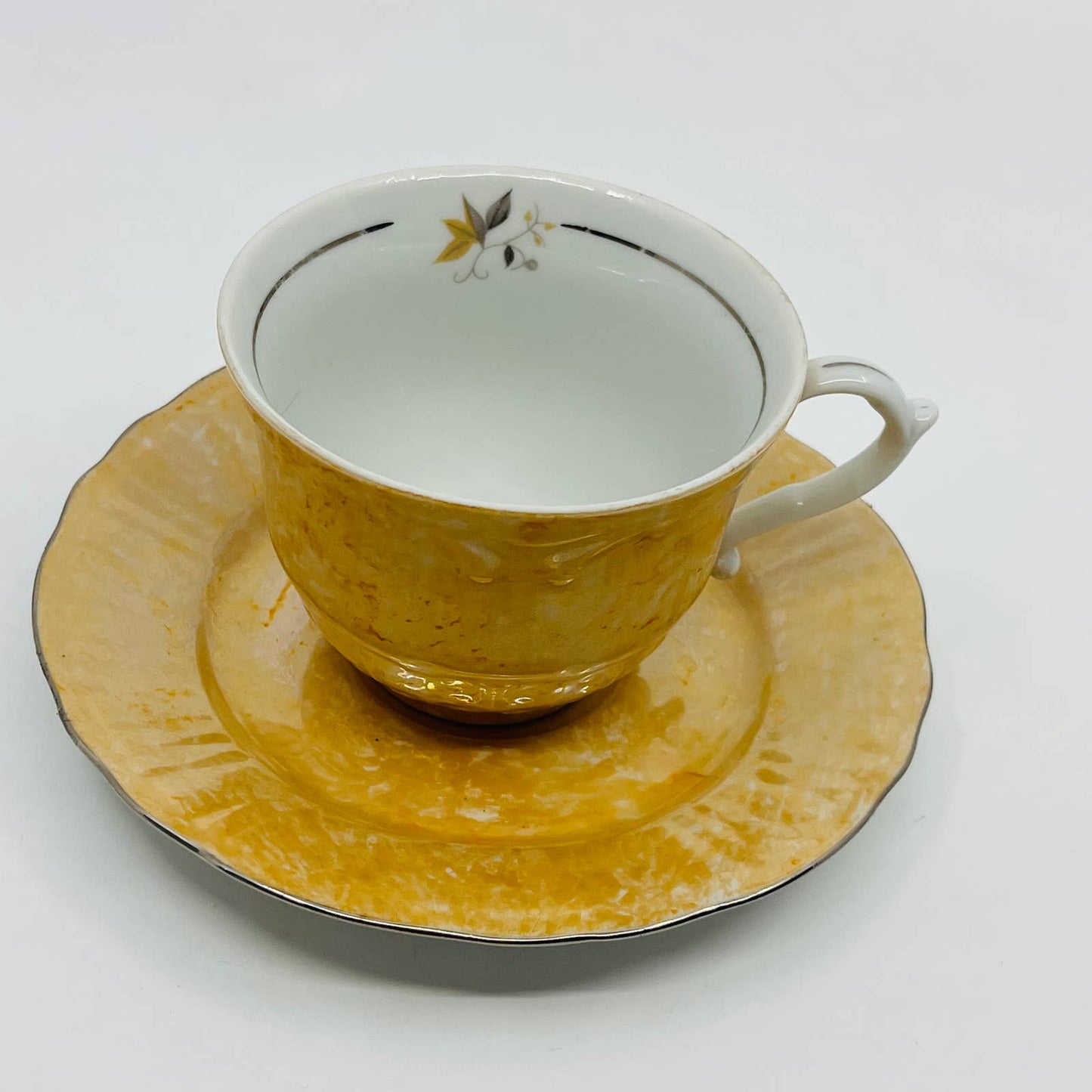 Wloclawek Poland Fine China Orange Opalescent Coffee Cup & Saucer Set TD7