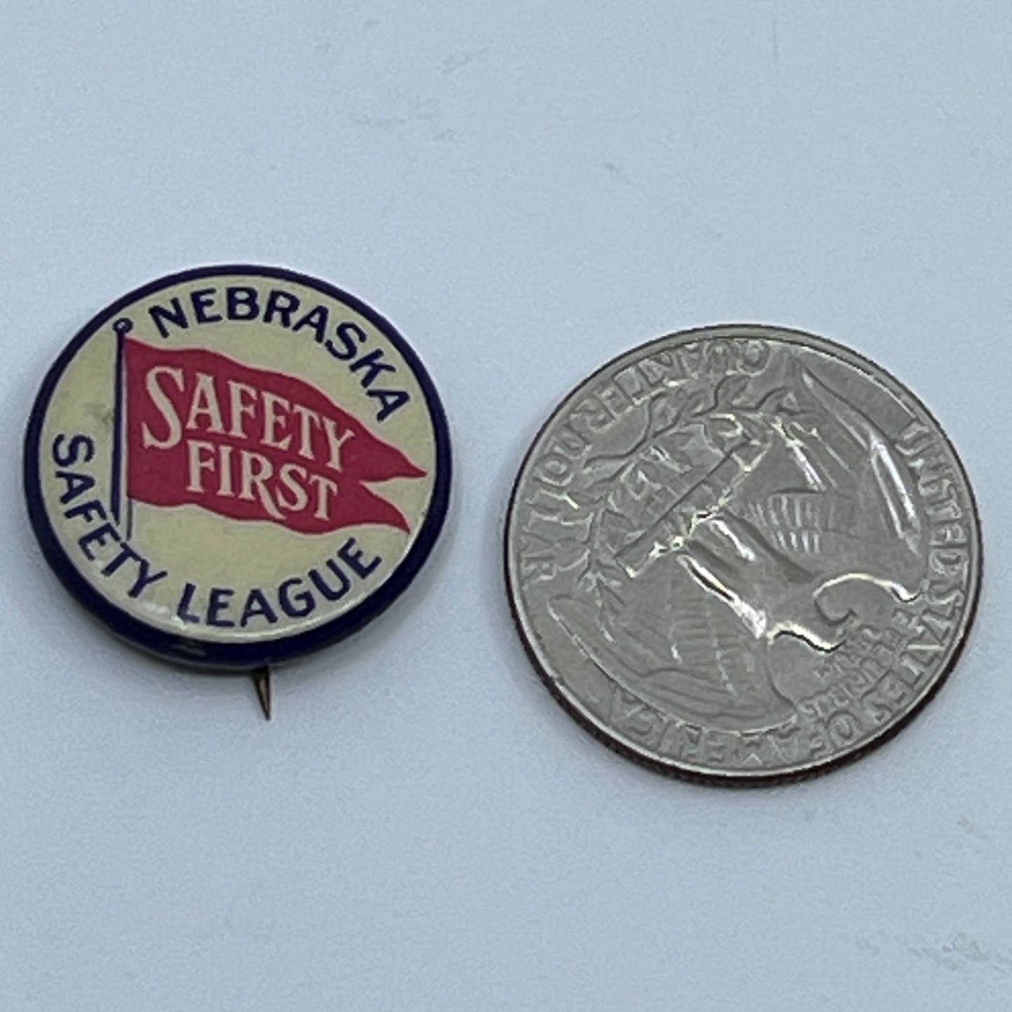 Vintage Safety First Nebraska Safety League Celluloid Pinback Button SD9