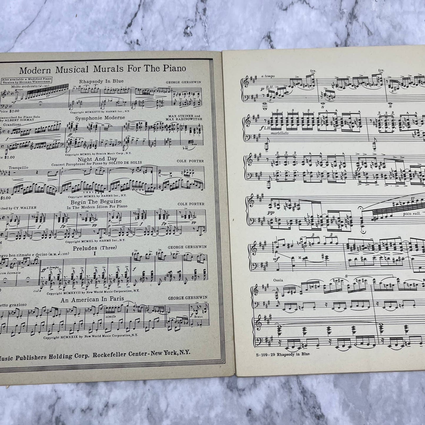 RHAPSODY IN BLUE George Gershwin Vintage 1927 Sheet Music Piano Solo TH5