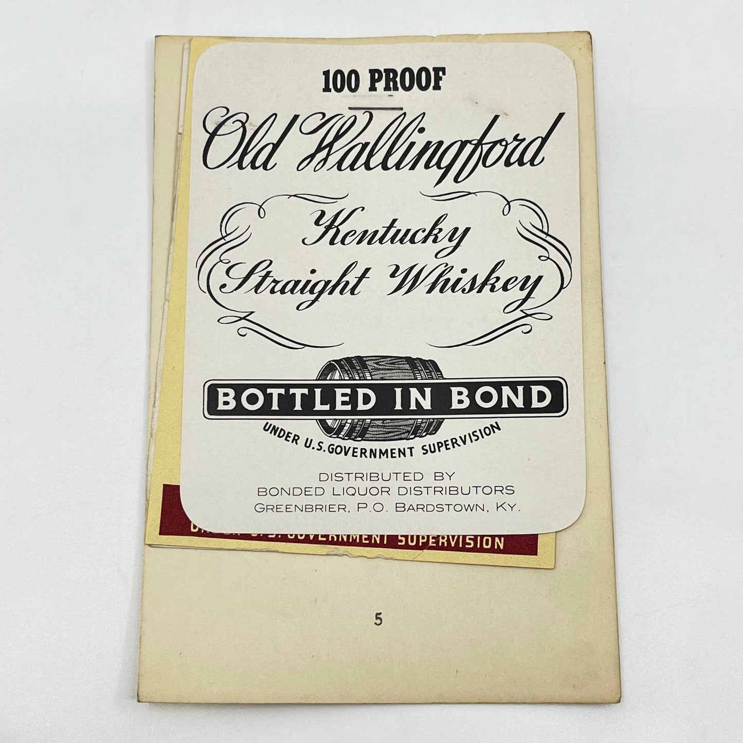 Old Wallingford Whiskey Label Set of 4 Bonded Liquor Distributors Greenbrier KY