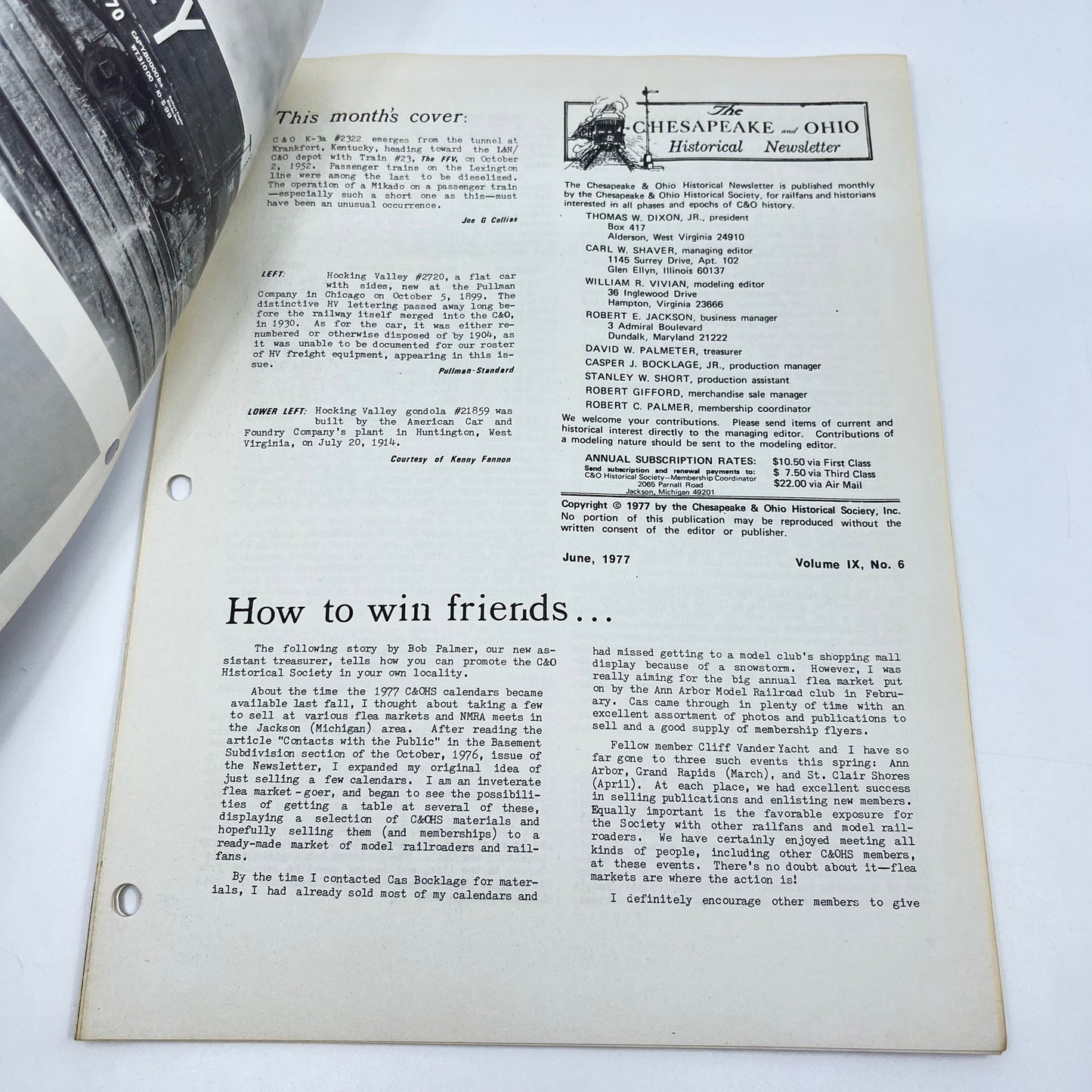 1977 June Chesapeake and Ohio Historical Newsletter C&O RR Thomas Dixon WV M1-2