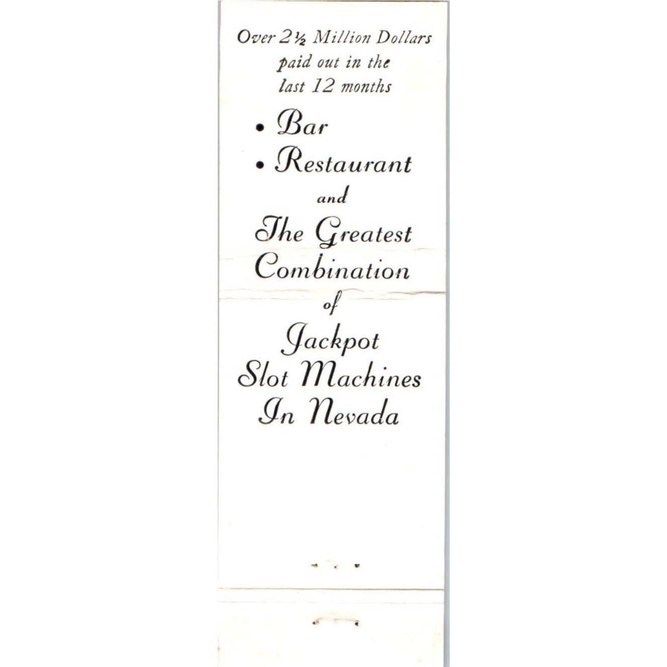 Fortune Club Las Vegas Nevada Advertising Matchbook Cover MM9-2
