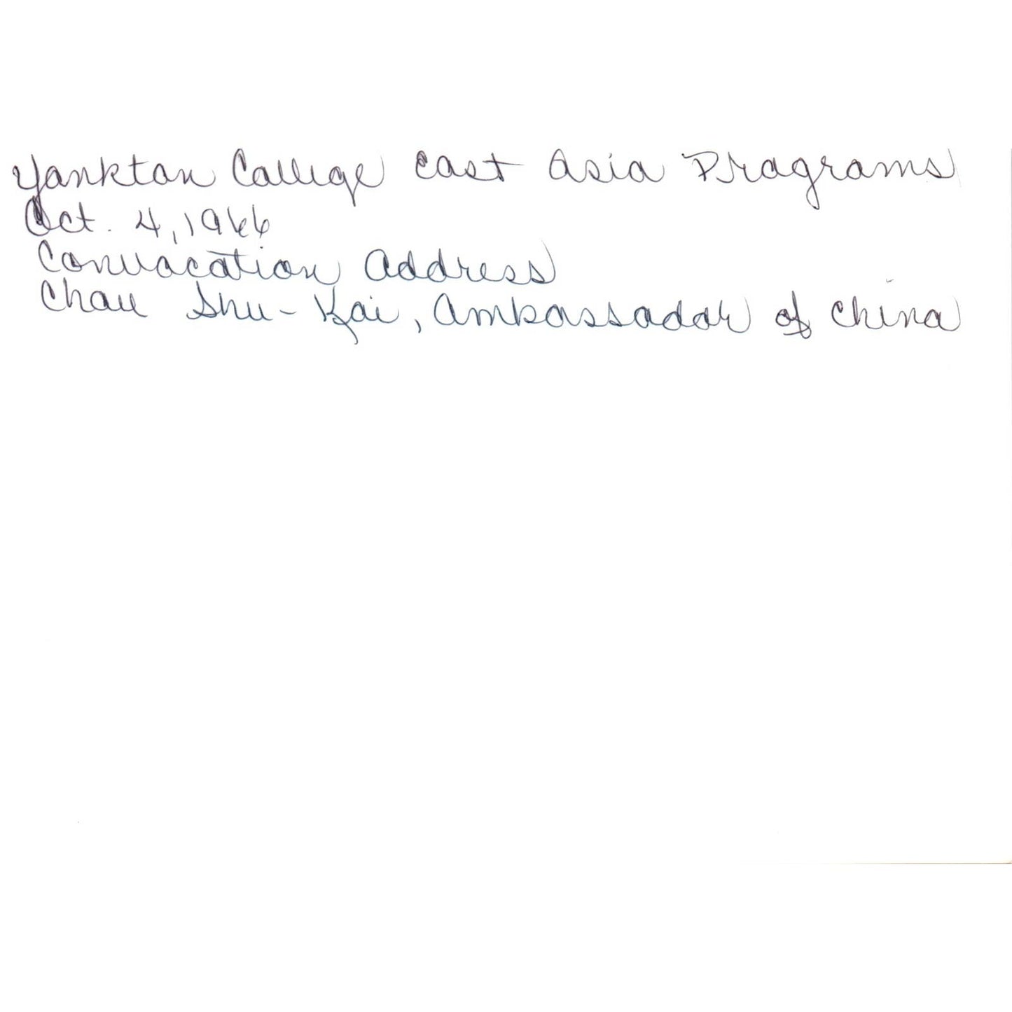 Shu-Kai Chow Chinese Ambassador at Yankton College 1966 Original Photo TK1-P5