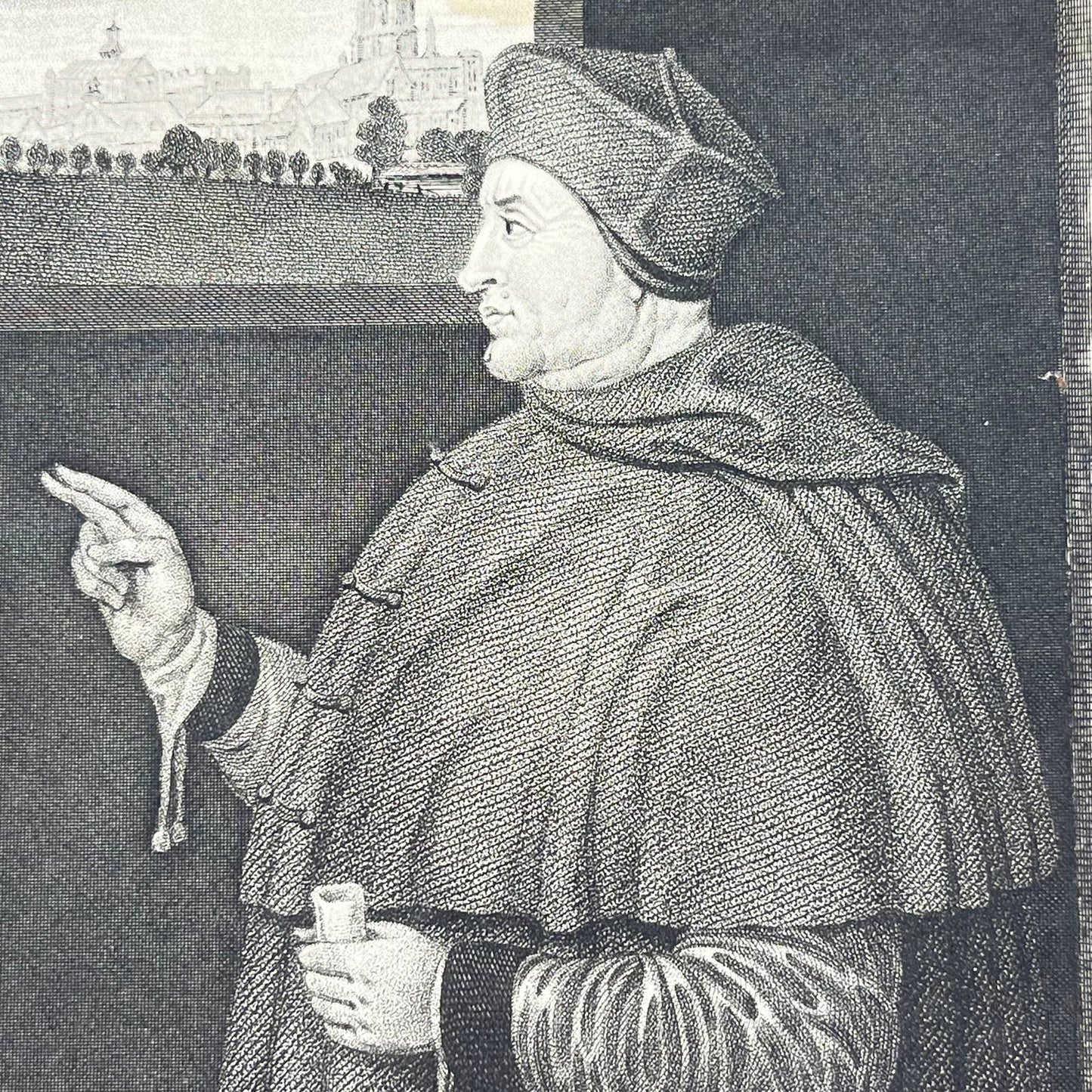 1823 Engraving Art Print Cardinal Wolsey 1530 Christ Church Oxford AB3