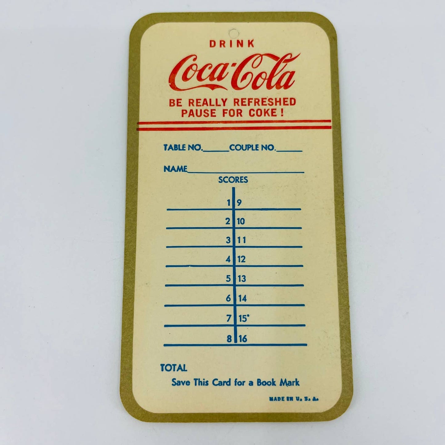 VTG 1950s COCA COLA Playing Card BRIDGE TALLY CARD Scorecard Mountain Stream C3