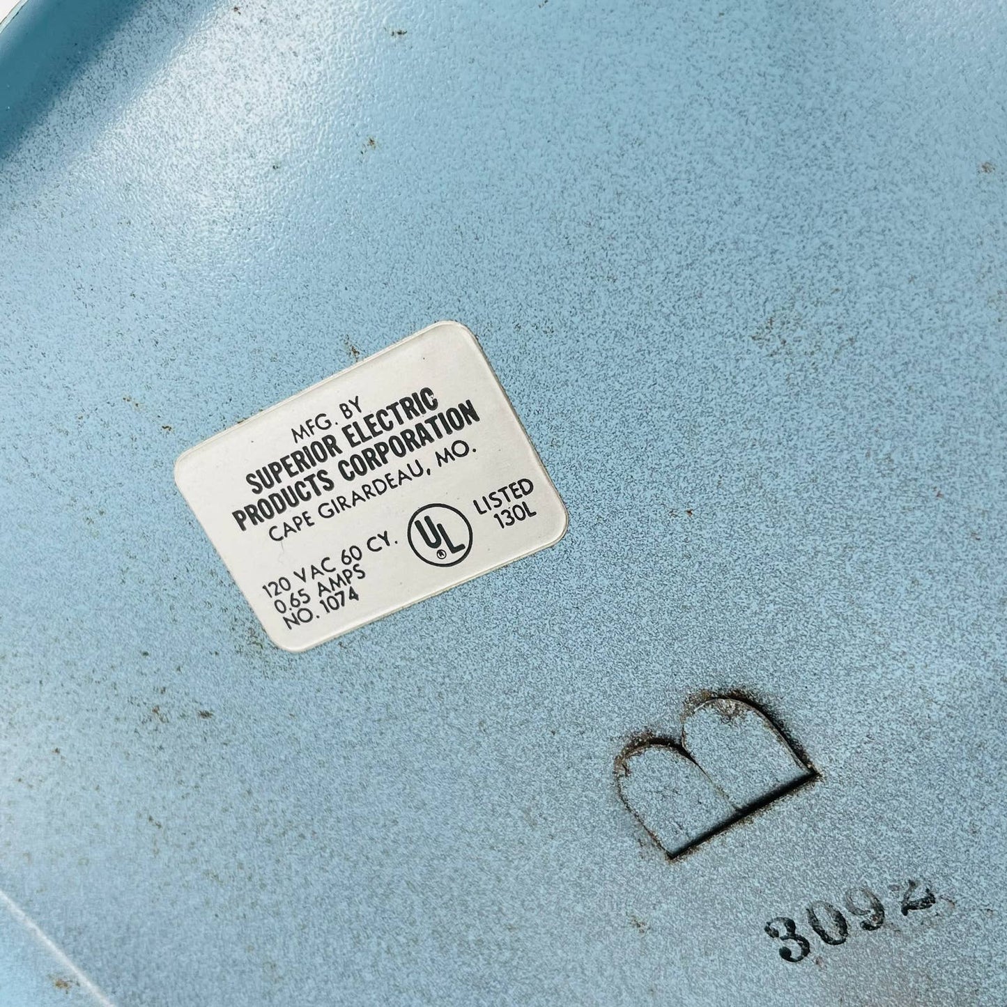 1950s MCM Mod Atomic Superior Electric Fan Teal Oscillating Metal 15” WORKS