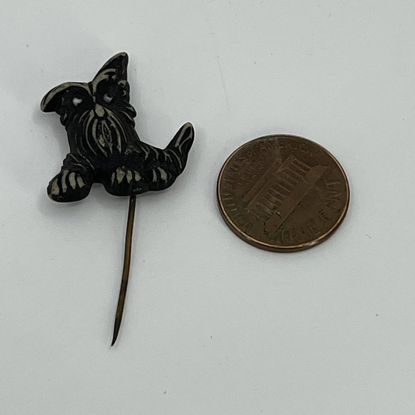 Vintage Celluloid Black Scottish Terrier Scotty Dog Brooch Pin SC4