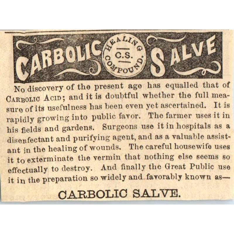 1870s Peterson's Magazine Ad- Carbolic Salve Healing Compound Quack Medicine EA3