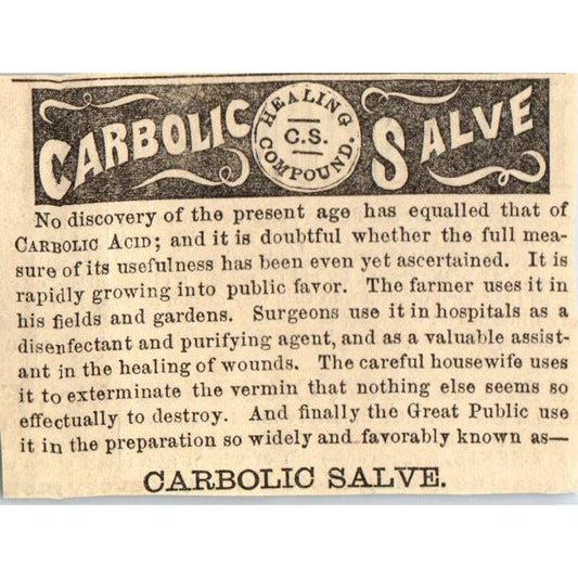 1870s Peterson's Magazine Ad- Carbolic Salve Healing Compound Quack Medicine EA3