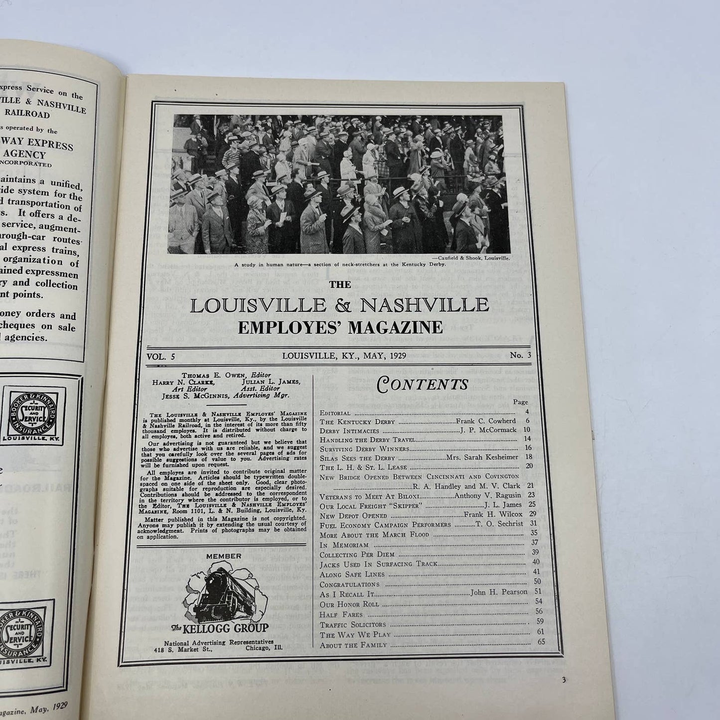 1929 May L&N Railroad Louisville Nashville Employee Magazine Kentucky Derby TH7