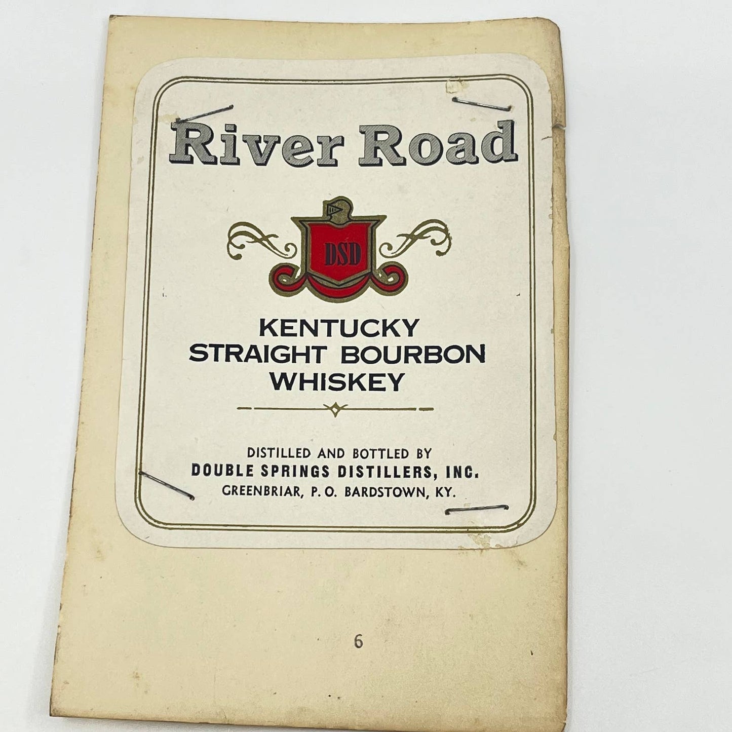 River Road Kentucky Whiskey Label Double Springs Distillers Greenbrier KY
