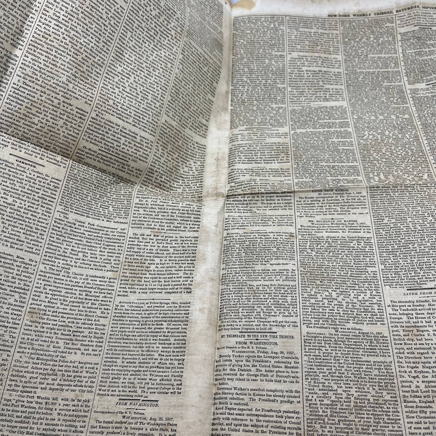 1857 Sep 5 Original New York Tribune - Dakota & Sioux Relations New MN Govt FL4