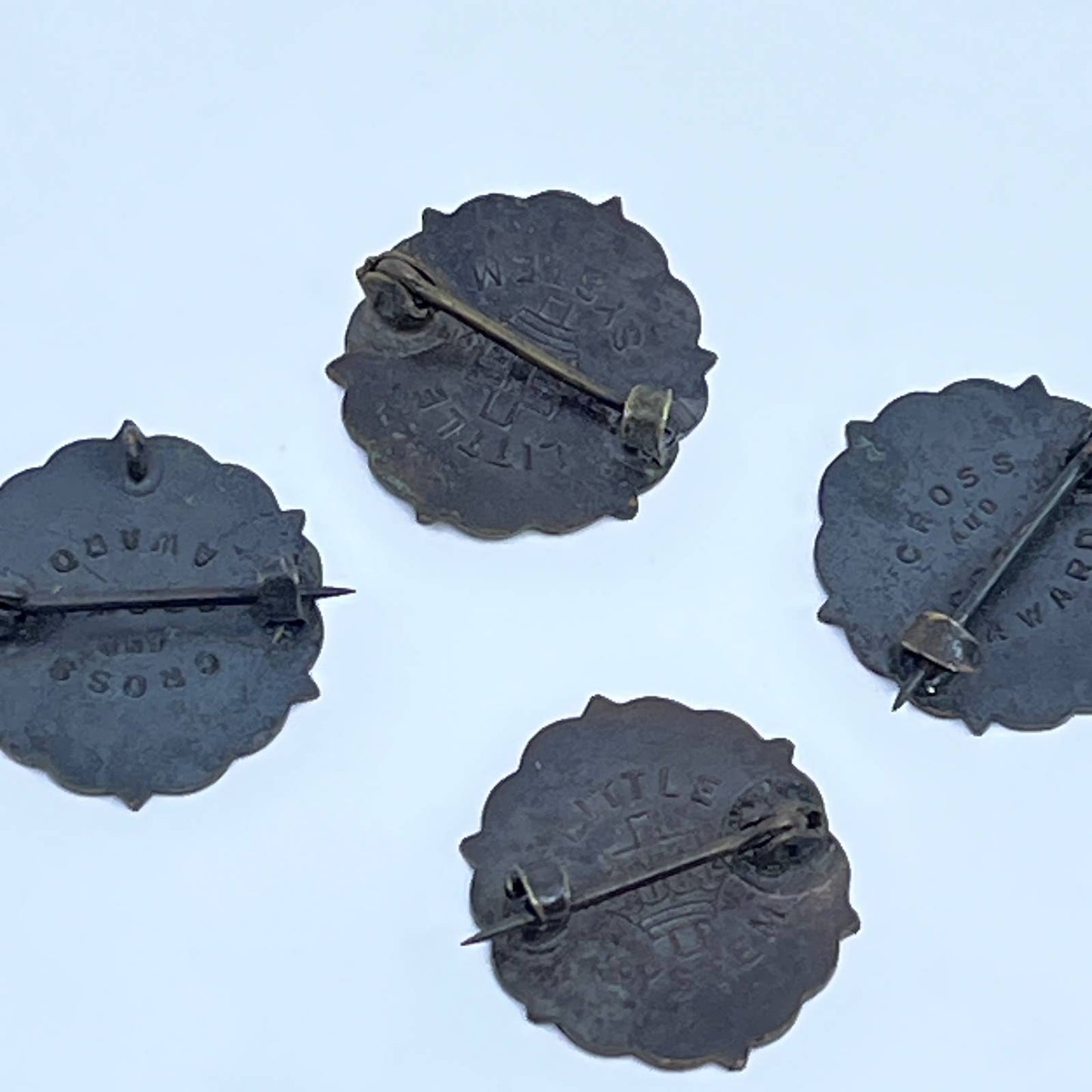 Antique Lot of 4 Lutheran Sunday School Pin Badges Cross & Crown Award SD8
