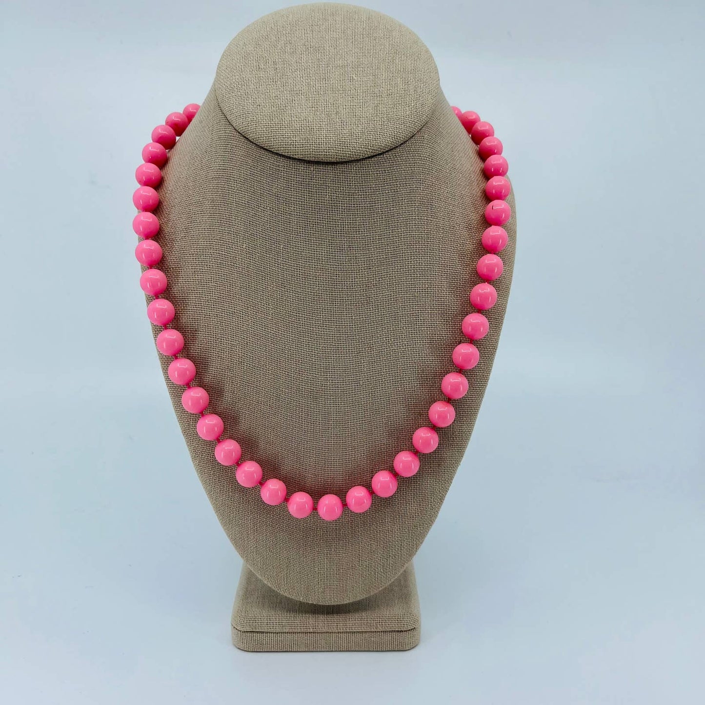 Vintage Cotton Candy Lucite Beaded Pink Necklace SB2