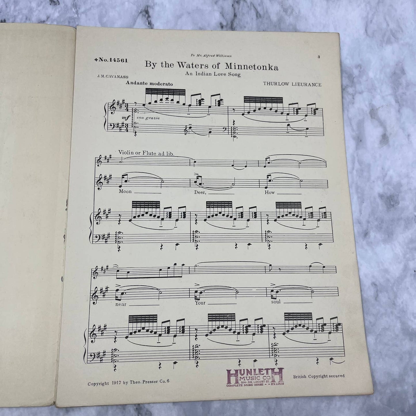 By the Waters of Minnetonka Indian Love Song Lieurance 1915 Sheet Music TH5