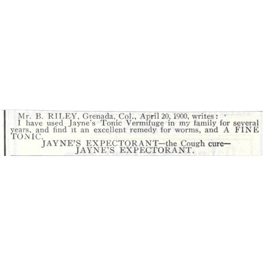 Jayne's Expectorant Cough Cure Quack Medicine - 1903 Original Ad TJ8-7-5