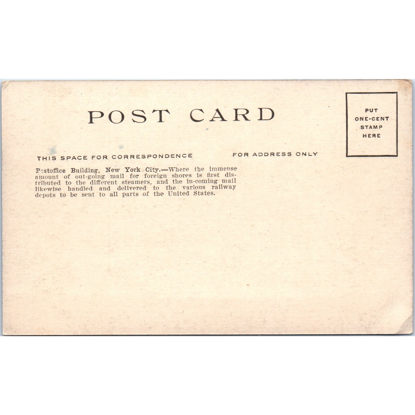 Post Office Building New York c1910 Original Postcard P1-13