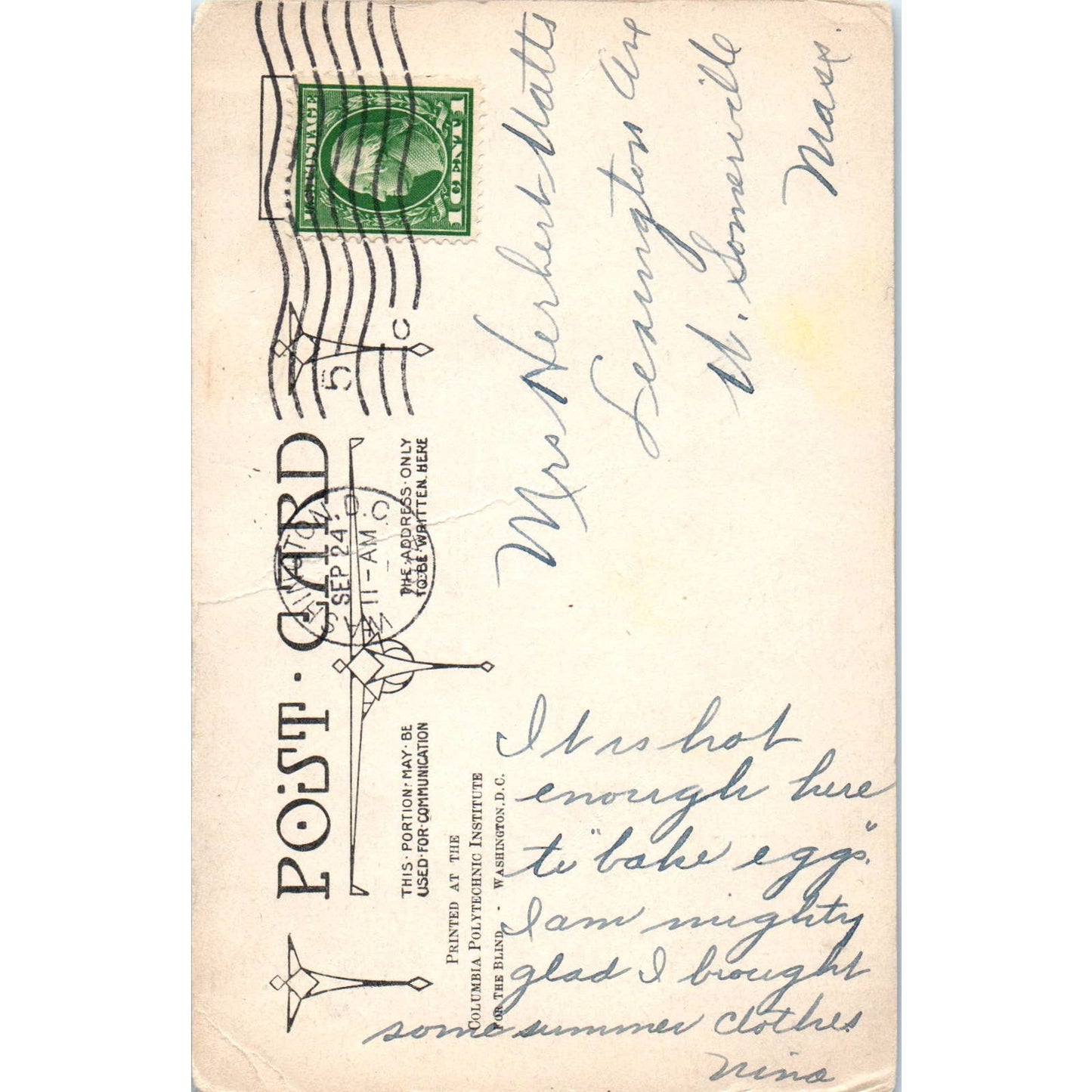U.S. Post Office 1914 Washington D.C. Original Postcard TK1-P2