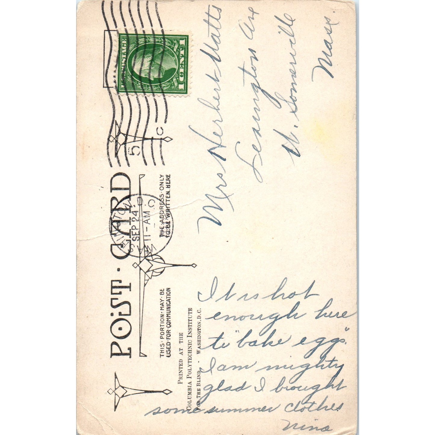 U.S. Post Office 1914 Washington D.C. Original Postcard P1-16