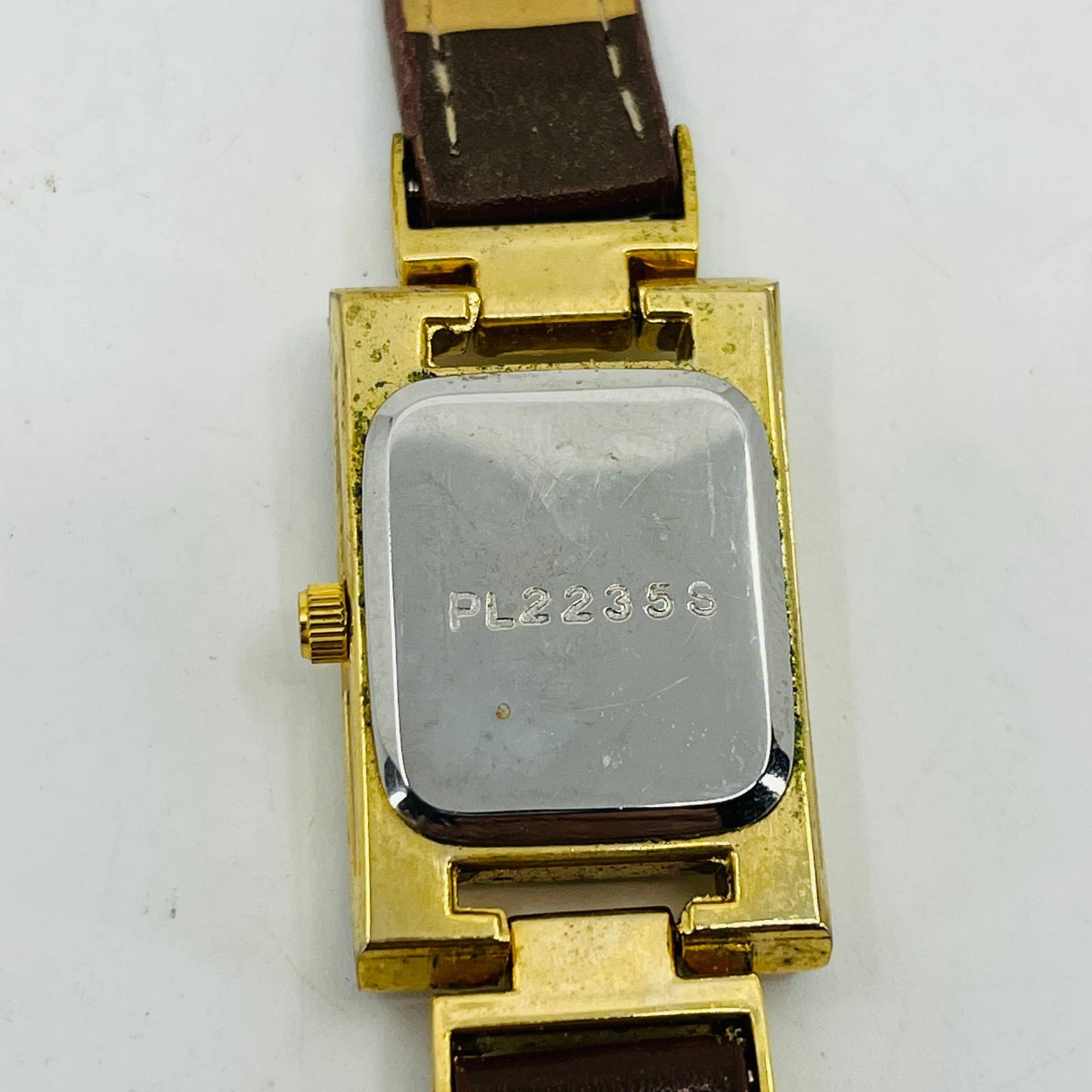 Vintage Gold Tone P Japan Movt Watch Leather Band SA9