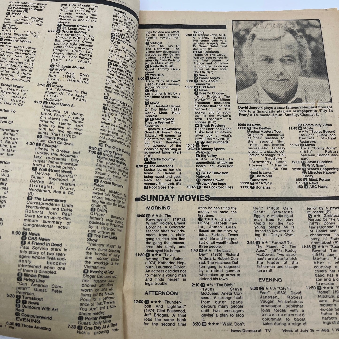 1981 Jul 26 Bellville IL News-Democrat TV Listings Magazine Comedy of Horror L4-1
