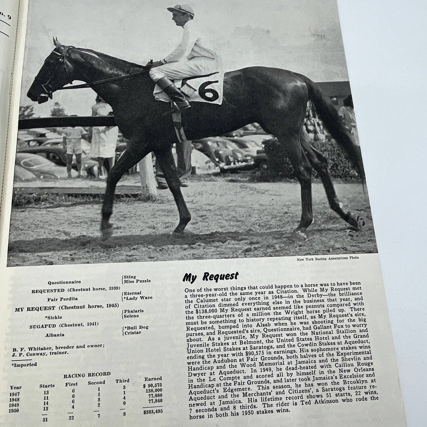 1950 Sept Turf and Sport Magazine Horse Racing The Triple Threat TG6