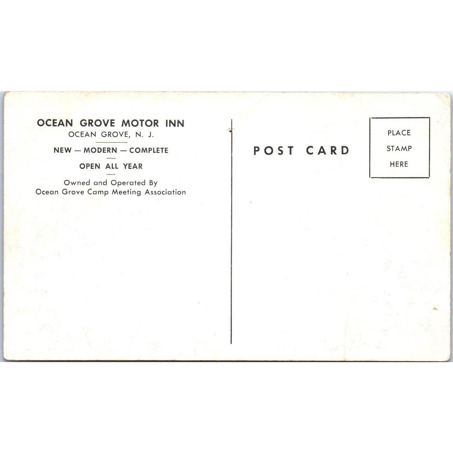 Ocean Grove Motor Inn New Jersey - Original Postcard TJ7-RP3