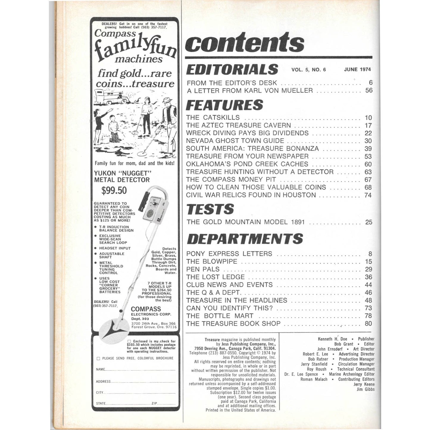 Treasure Magazine - Treasure Hunting Mines Buried Metal Detecting June 1974 MB4