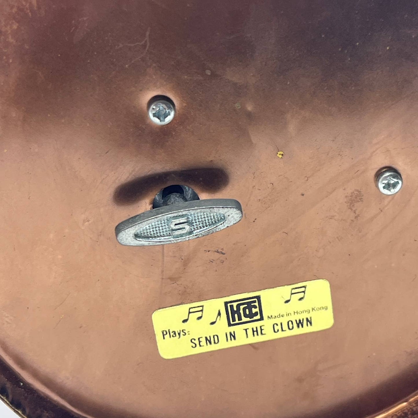 KTC Copper Tin Spinning Clown Figures Music Box Send In The Clowns 11" TG4