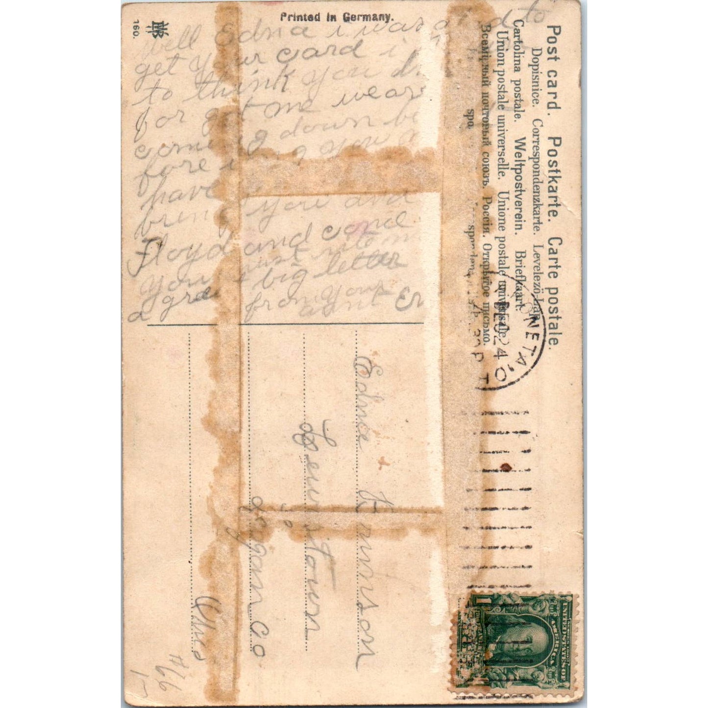 Victorian Girl Purple Dress Flower Pot Original Postcard TK1-P13